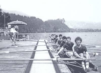 Pobjednicki osmerac na Bledu 1986. Hrboka, Kašić, Kačan, Bačić, Dundov, Vuksan, Matulina, Jurin i korm. Grubšić